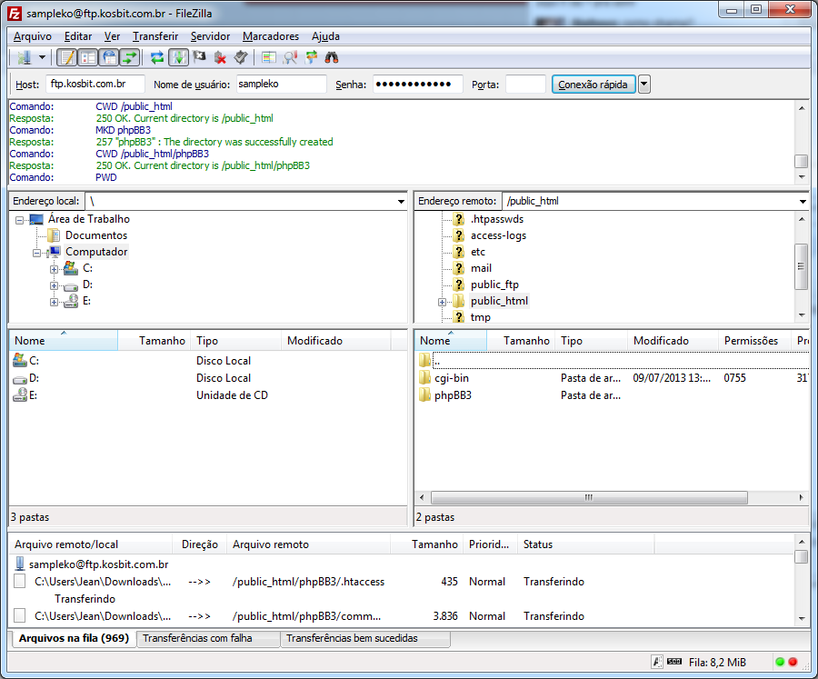 Enviando o phpBB via FTP