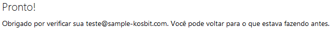 Tela de confirmação do e-mail